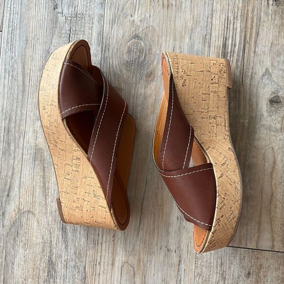 Sonoma Wedge Sandal Y2K Women's 8.5 Brown Tan 3 Inch Vintage 2000s Glam - Picture 6 of 7